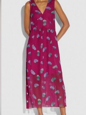 coach pleated tie dress Coach 1941 NWT Print Pleated Dress With Neck Tie Black